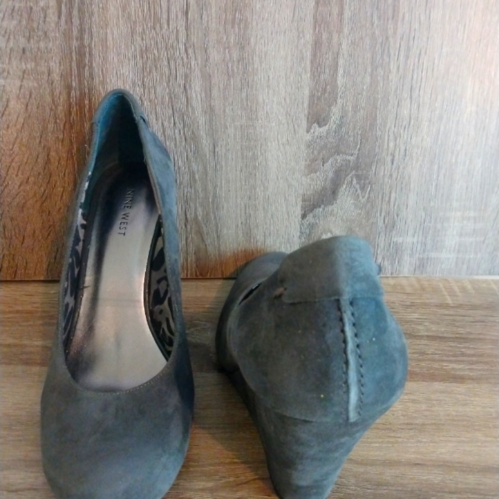 Nine West Gray Suede Wedge Heel